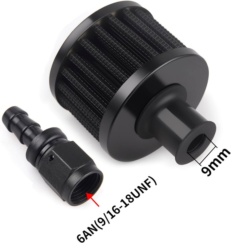 CNRAQR 9mm Fuel Cell Breather/Vent Air Filter 6AN Female Fitting Kit - Image 2